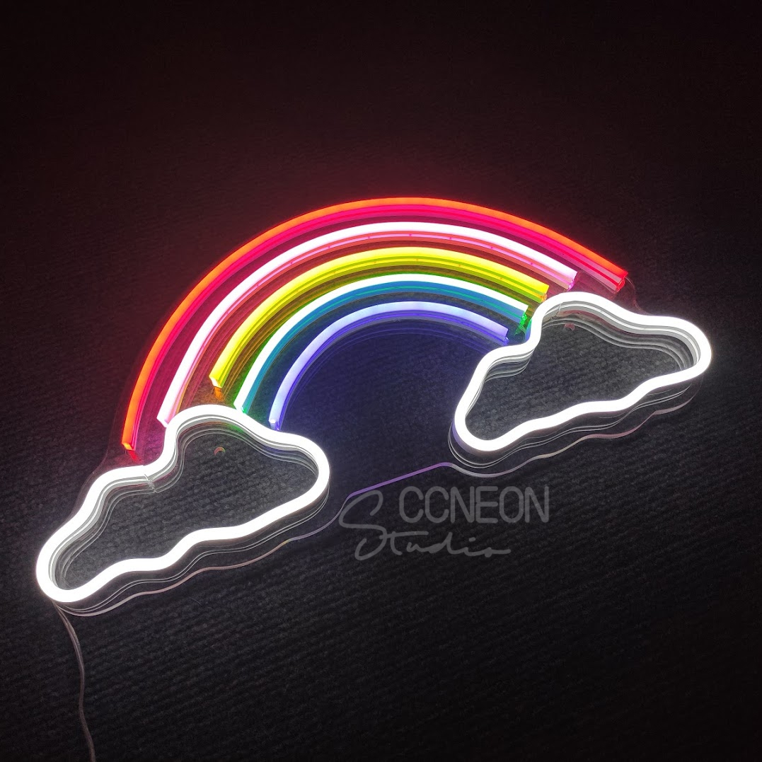 Đèn trang trí phòng led neon sign hình cầu vồng