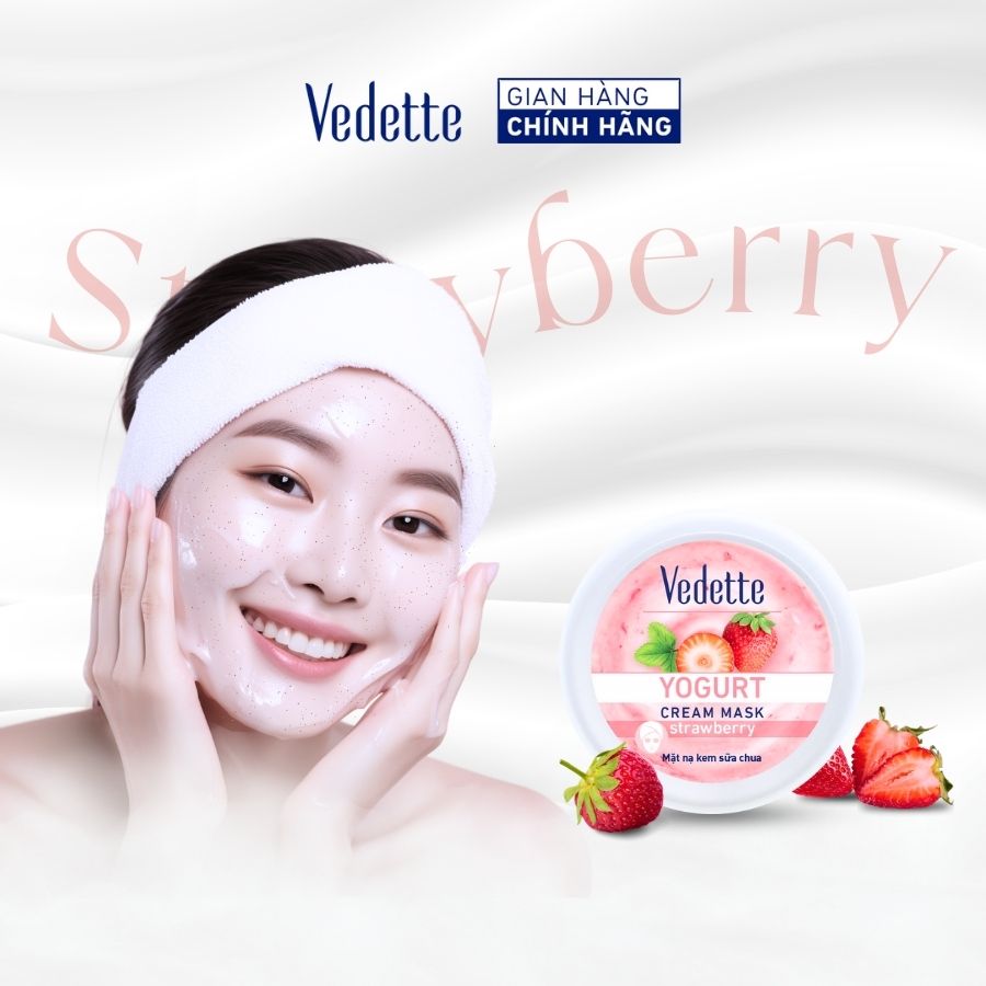 [MUA 2 TẶNG 1 MẶT NẠ 22ML] Mặt nạ kem sữa chua Vedette Dâu Tây 120ml (TPM141)