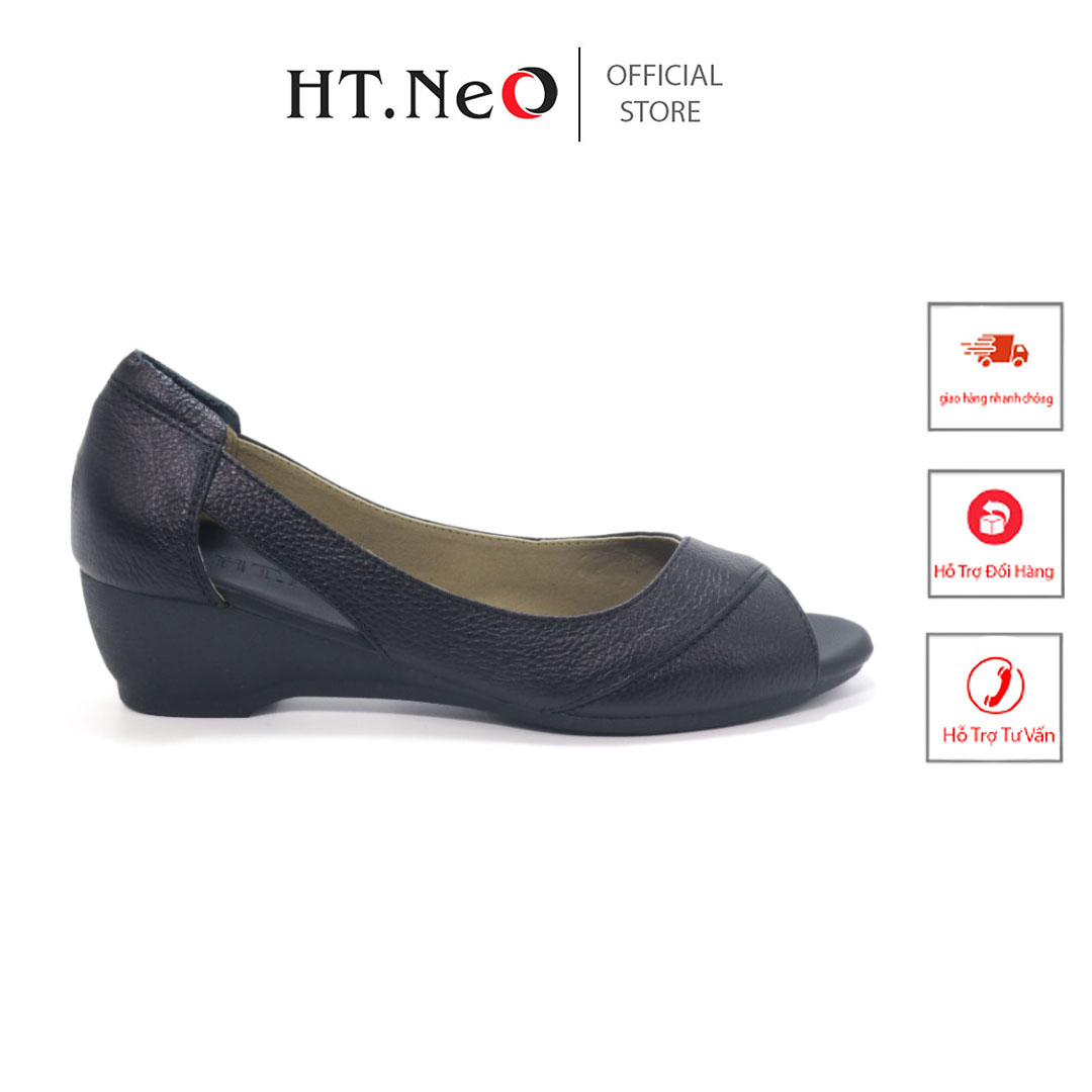 Giày hở mũi - Giày nữ đế xuồng HT.NEO da bò cao cấp ,đế cao 4cm ,thiết kế sang trong ,lịch sự dễ phối đồ GM30