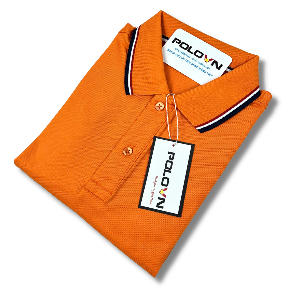 Áo thun Polo nam cổ bẻ Basic màu Cam Phối Viền khỏe khoắn , vải cá sấu - không xù lông, không ra màu, thấm hút mồ hôi, co giãn 4 chiều , form regular fit