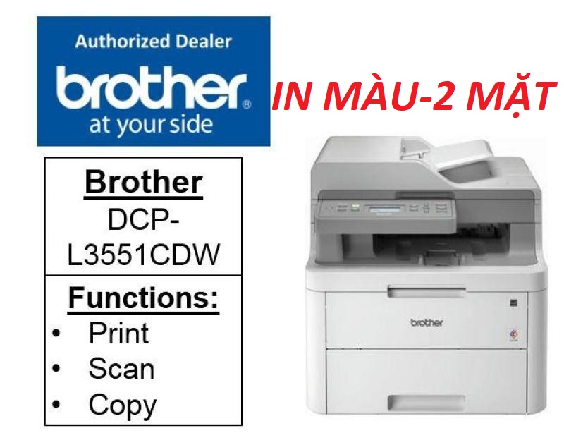 Máy in laser màu brother dcp-l3551cdw. print scan copy wifi lan in 2 mặt. hàng chính hãng
