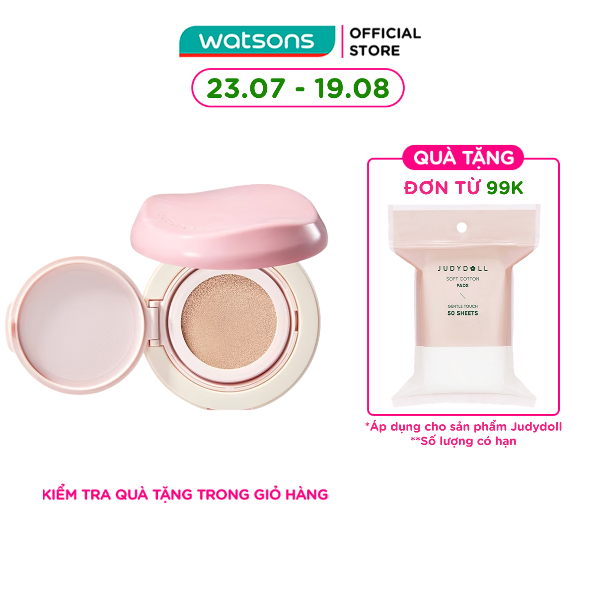 Phấn Nước Chống Nắng Judydoll Fresh Matte Cushion SPF50+PA++++ 12.5g .#Light