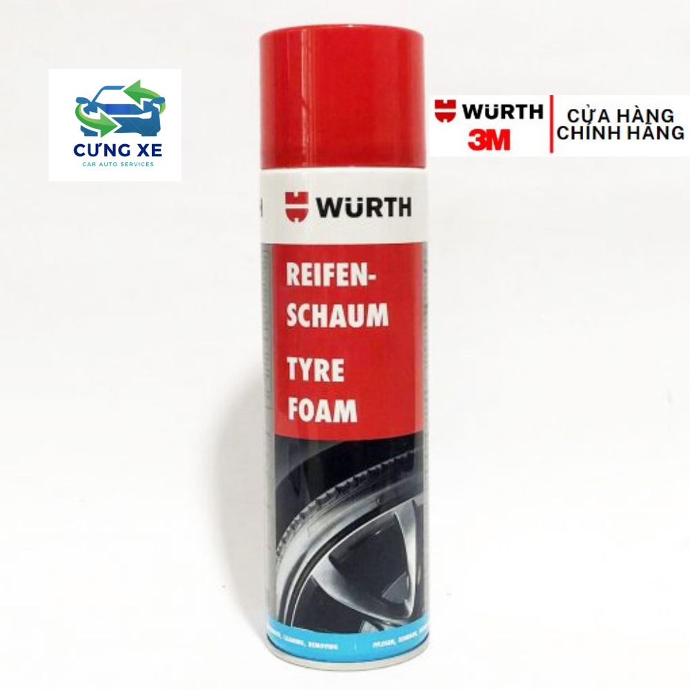 Chai xịt vệ sinh, bảo vệ lốp hoạt tính wurth no. 0890121- chính hãng đức