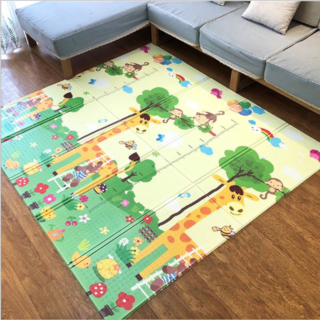 Thảm trải sàn cho bé chơi thảm xốp XPE 2 mặt 1m8x2m 8ly chống nước chống trơn trượt