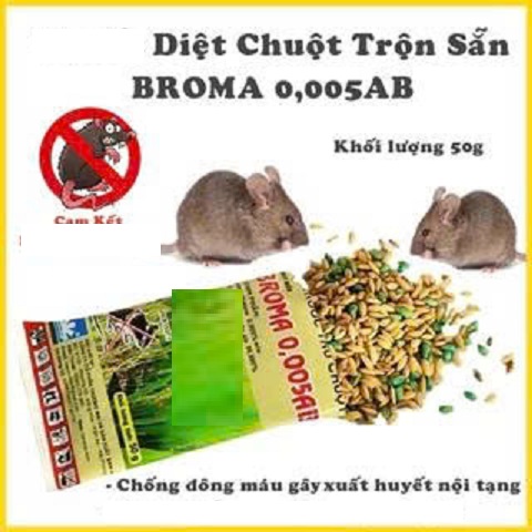 Bịch 10 gói thuốc diệt chuột trộn sẵn thế hệ mới Broma 0,005 AB