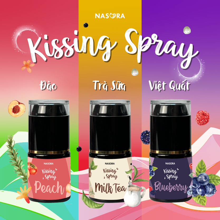 Xịt Thơm Miệng Kissing Spray Nasora Hương Đào Coffee Trà Sữa Việt Quất Ngọt Ngào Tươi Mát Chai 20ml