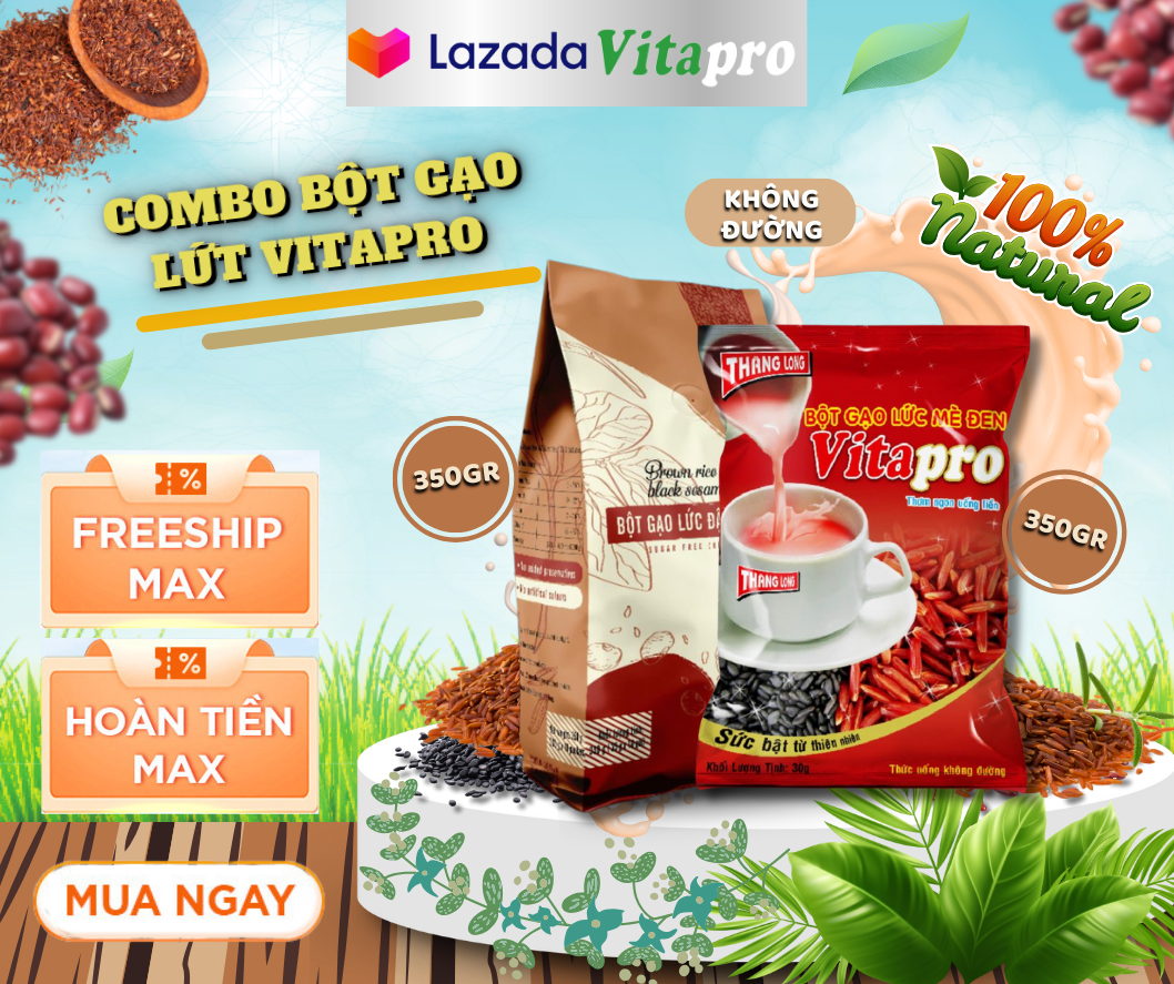 Tiết kiệm hơn khi mua combo bộ đôi gạo lứt mè đen và gạo lứt đậu đỏ mè đen nguyên liệu 100% chính hãng phù hợp với mọi đối tượng - ngũ cốc vitapro