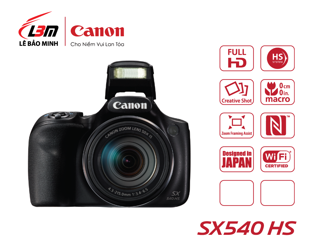 [voucher 9% max 1,5tr][GIFT- Đồng Hồ] Máy ảnh Canon Powershot SX540 HS  - Chính Hãng Lê Bảo Minh