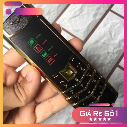 Điện thoại Vertu A18 màu vàng 2 sim lưng ngựa phong thủy cao cấp