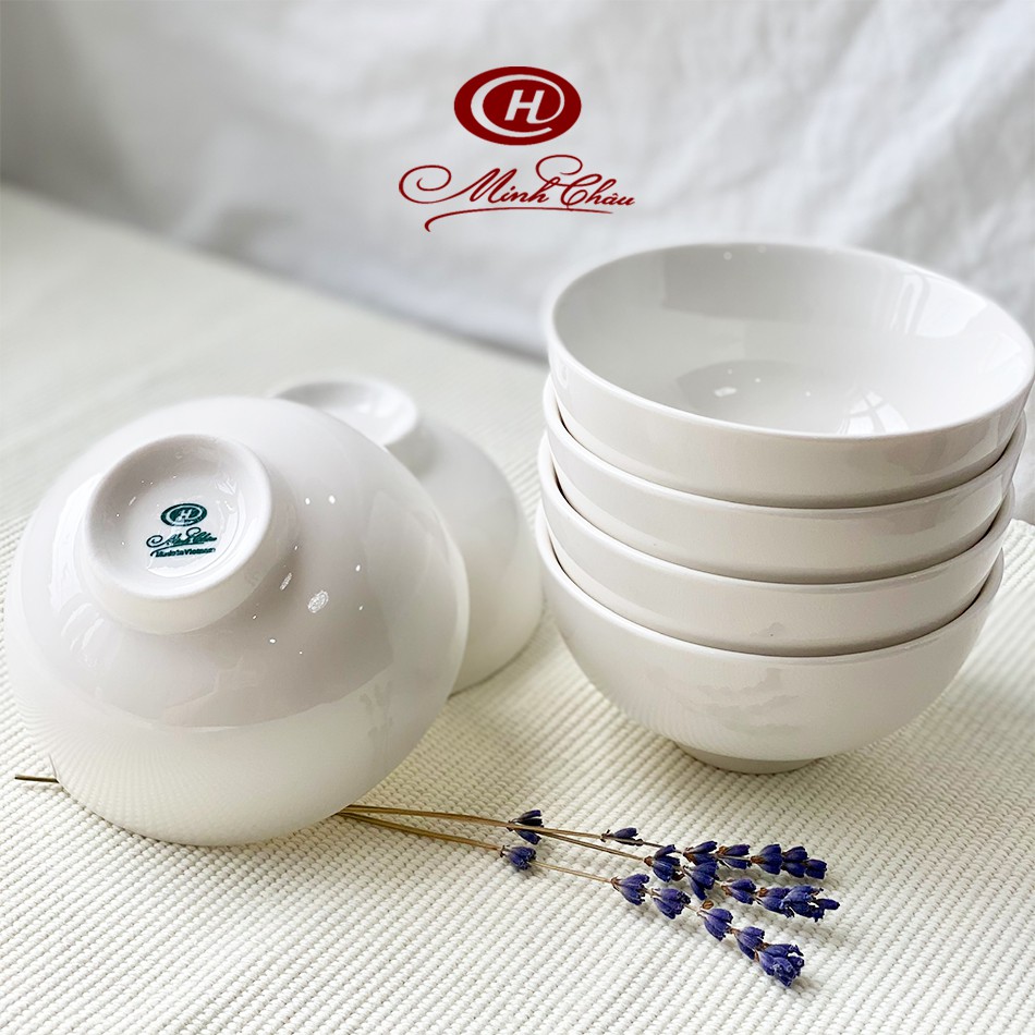 Bộ bát cơm trắng trơn 11cm - sứ minh châu - c06