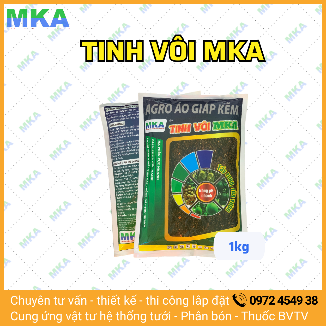 Tinh vôi MKA nâng pH rửa vườn sau thu hoạch - 1kg