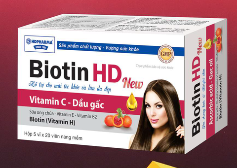 BIOTIN HD new- cho mái tóc khỏe và làn da trắng, hộp 100 viên