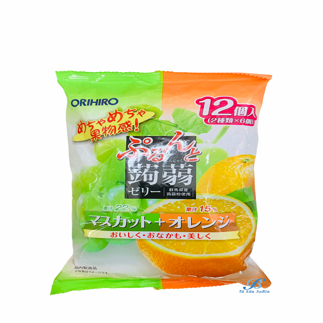 Thạch Hoa Quả Orihio Mix Vị Cam Nho Nhật Bản Gói To 12 chiếc, Thạch Trái Cây, Thạch Trái Cây Nhật Bản [DATE T5/2023]