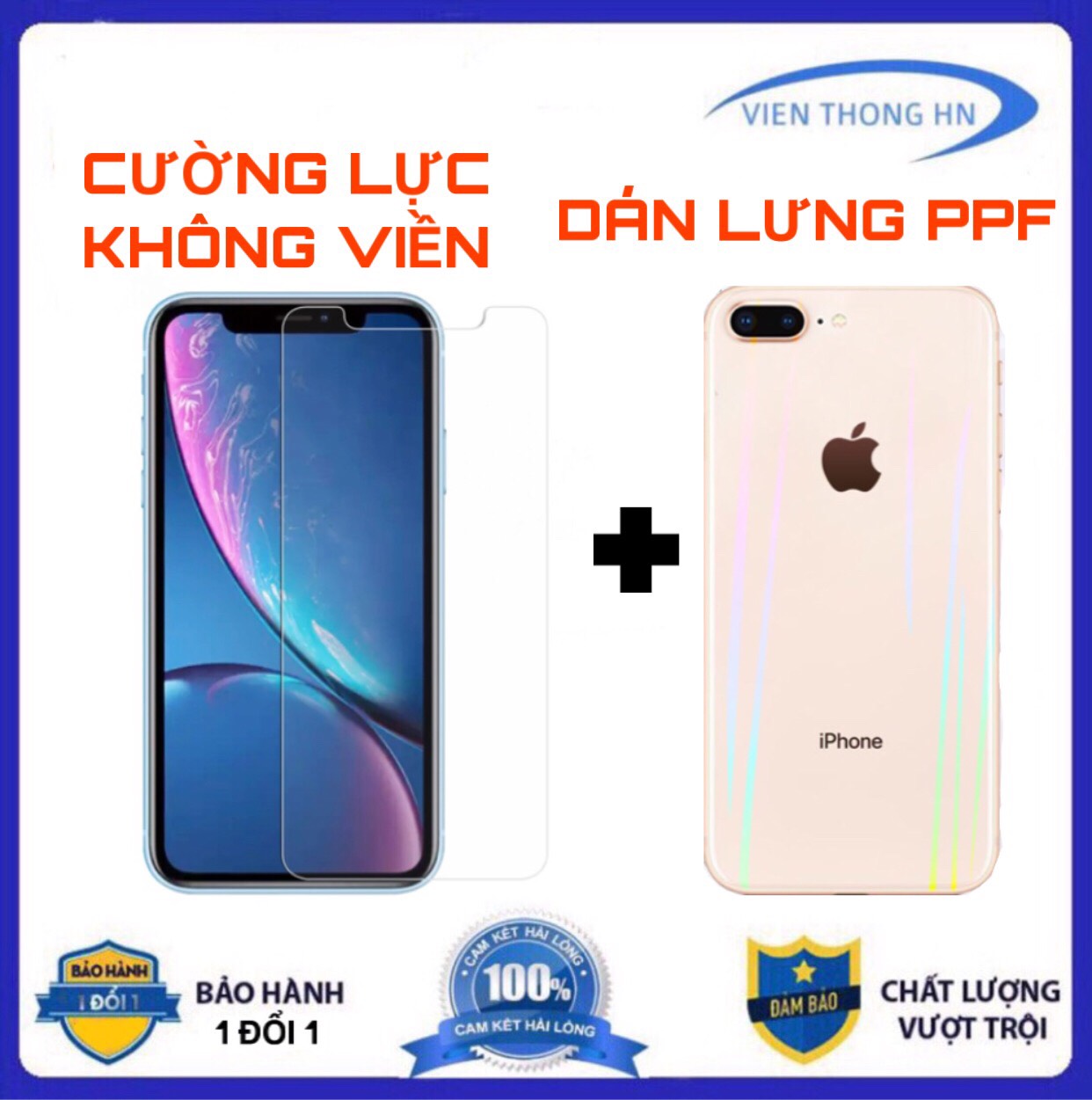 Combo cường lực không full viền và dán lưng ppf cho IP 6Plus 6SPlus 6 6s 7 8 7plus 8plus X Xr Xs Xsmax 11 11 Pro 11 Pro Max 12 12 promax 13 13 pro max - Vien Thong HN