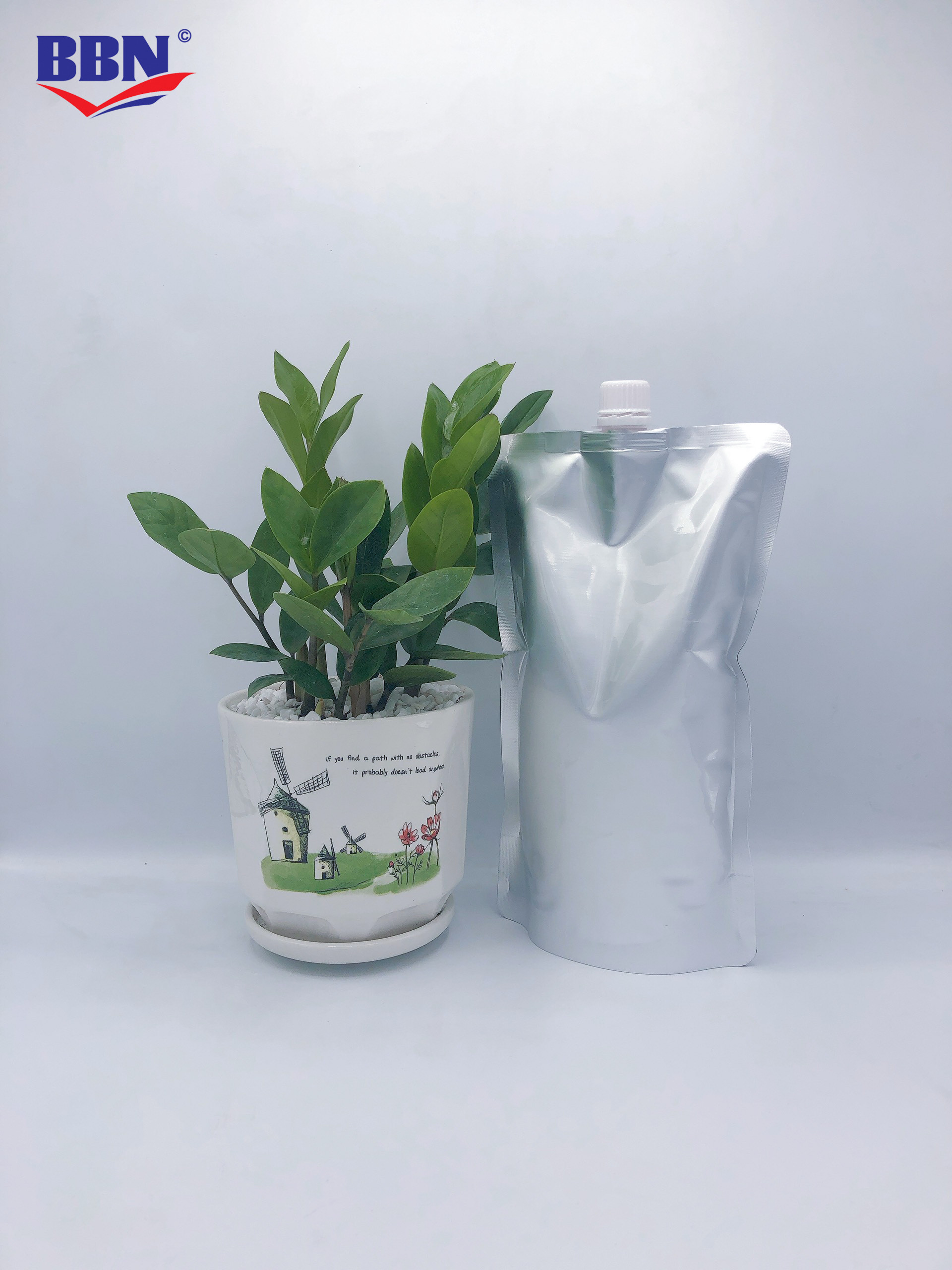 50 túi nhôm đựng chất lỏng có vòi và nắp vặn màu bạc - dung tích 1 lít