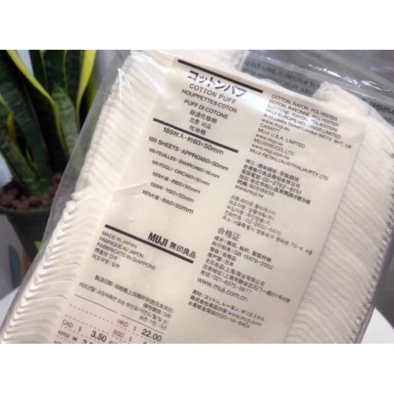 Bông tẩy trang muji túi 189 miếng