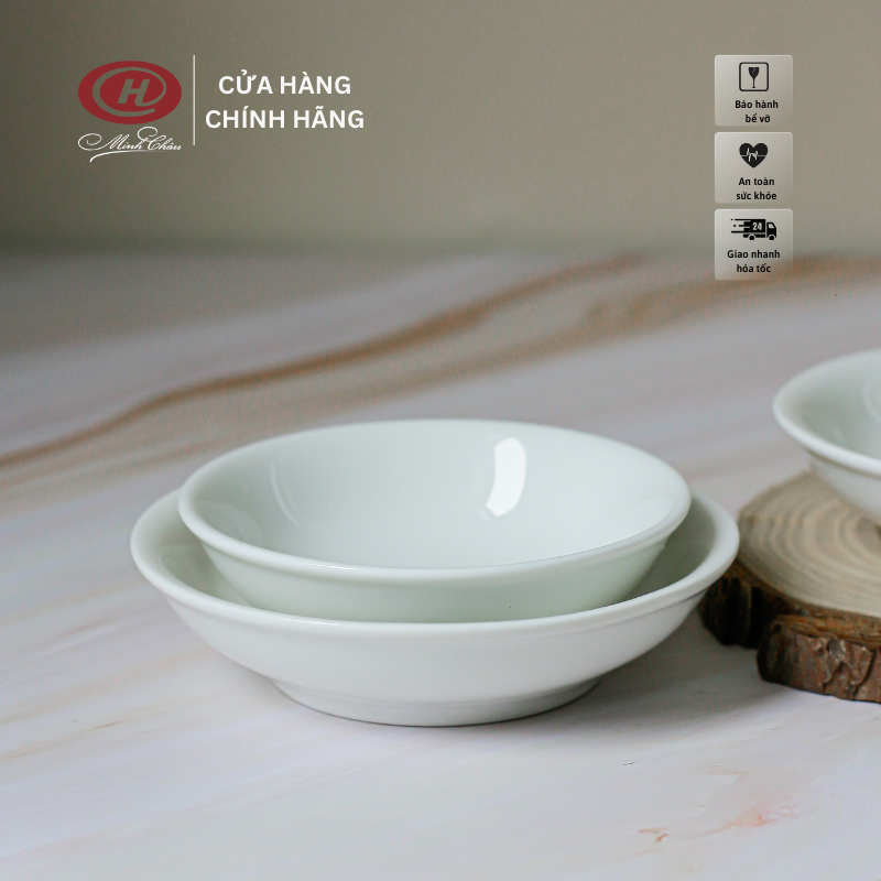Đĩa Chấm 8cm Sứ Minh Châu - Trắng Trơn - Dùng Để Đựng Muối Tiêu - D01