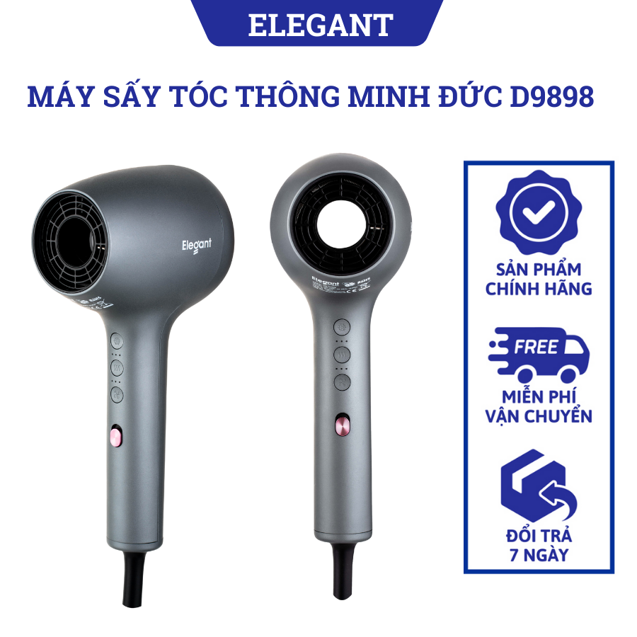 Máy sấy tóc thông minh Elegant của Đức D9898 1800w ion giữ ẩm cho tóc Bảo hành 12 tháng