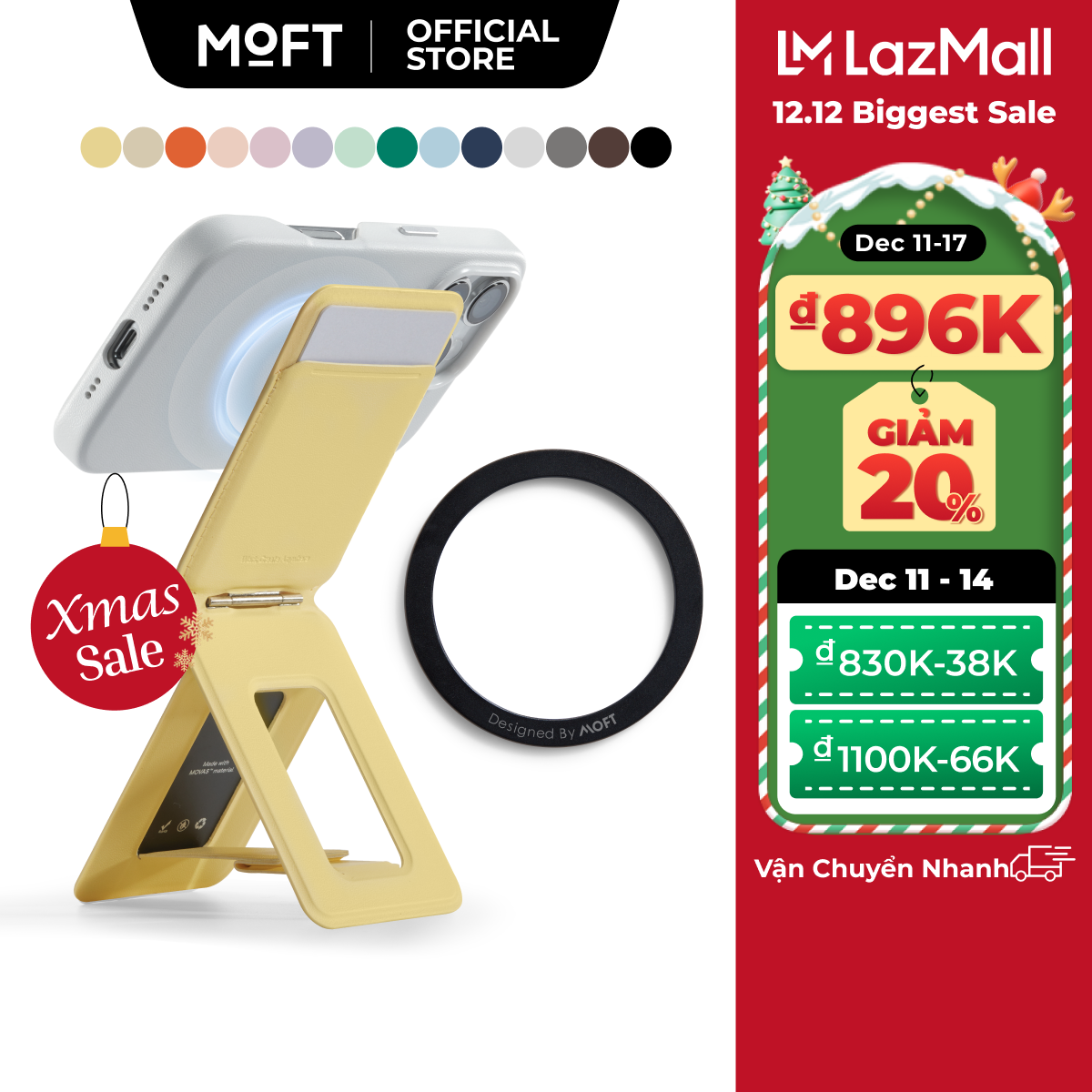  Moft Snap Ví điện thoại vô hình Giá đỡ chân máy điện thoại MOVASTM Tương thích từ tính 3 trong 1 