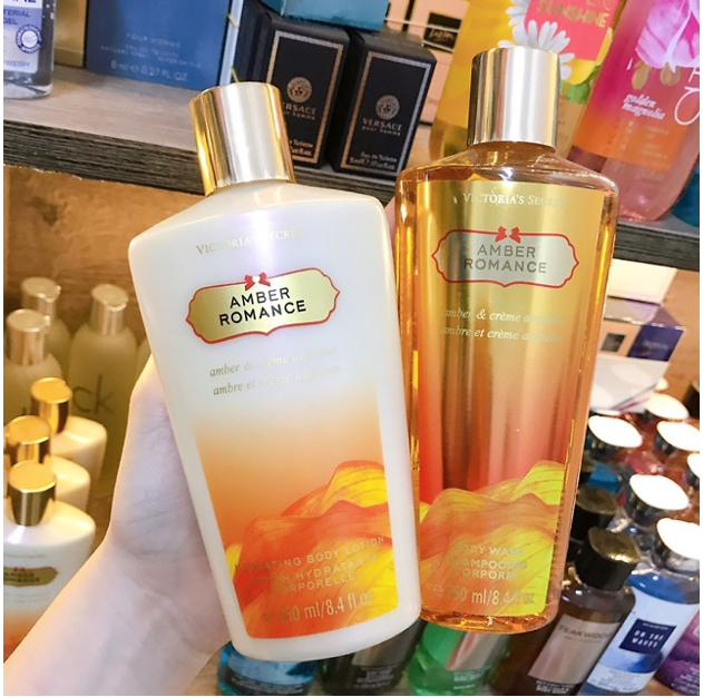 [HCM] Sữa Tắm & Sữa Dưỡng Thể Victoria secret Amber Romance 250ml (Hương Nước Hoa Châu Âu Dưỡng sáng da, không làm khô da)