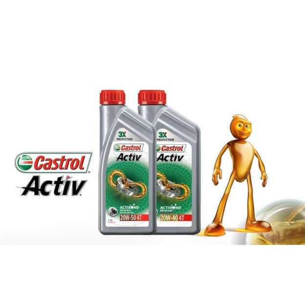 DẦU NHỚT XE SỐ CASTROL ACTIV - 20W40 1000ML(1L) Nhớt Castrol Activ 4T "CHÍNH HÃNG" Bảo Vệ Liên Tục 3 Giai Đoạn