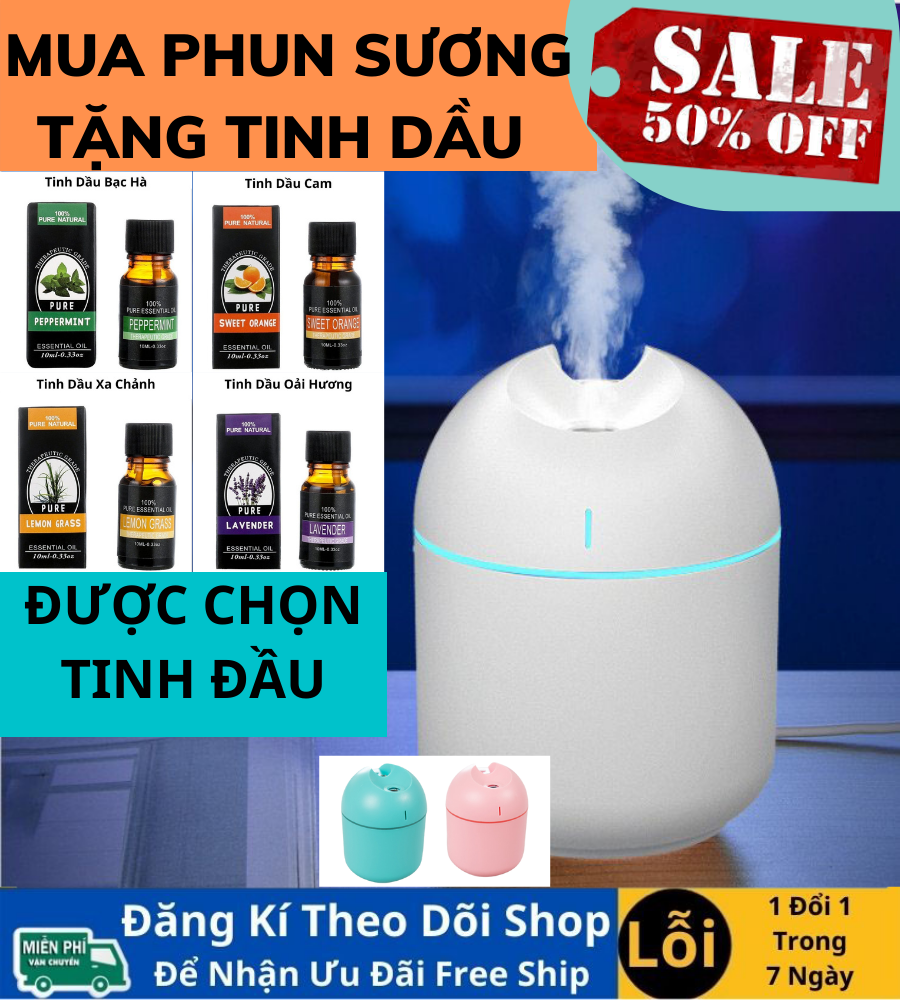 Máy phun sương tạo ẩm - tinh dầu-máy xông tinh dầu mini-khuếch tán tinh dầu- máy phun sương mini 200ml