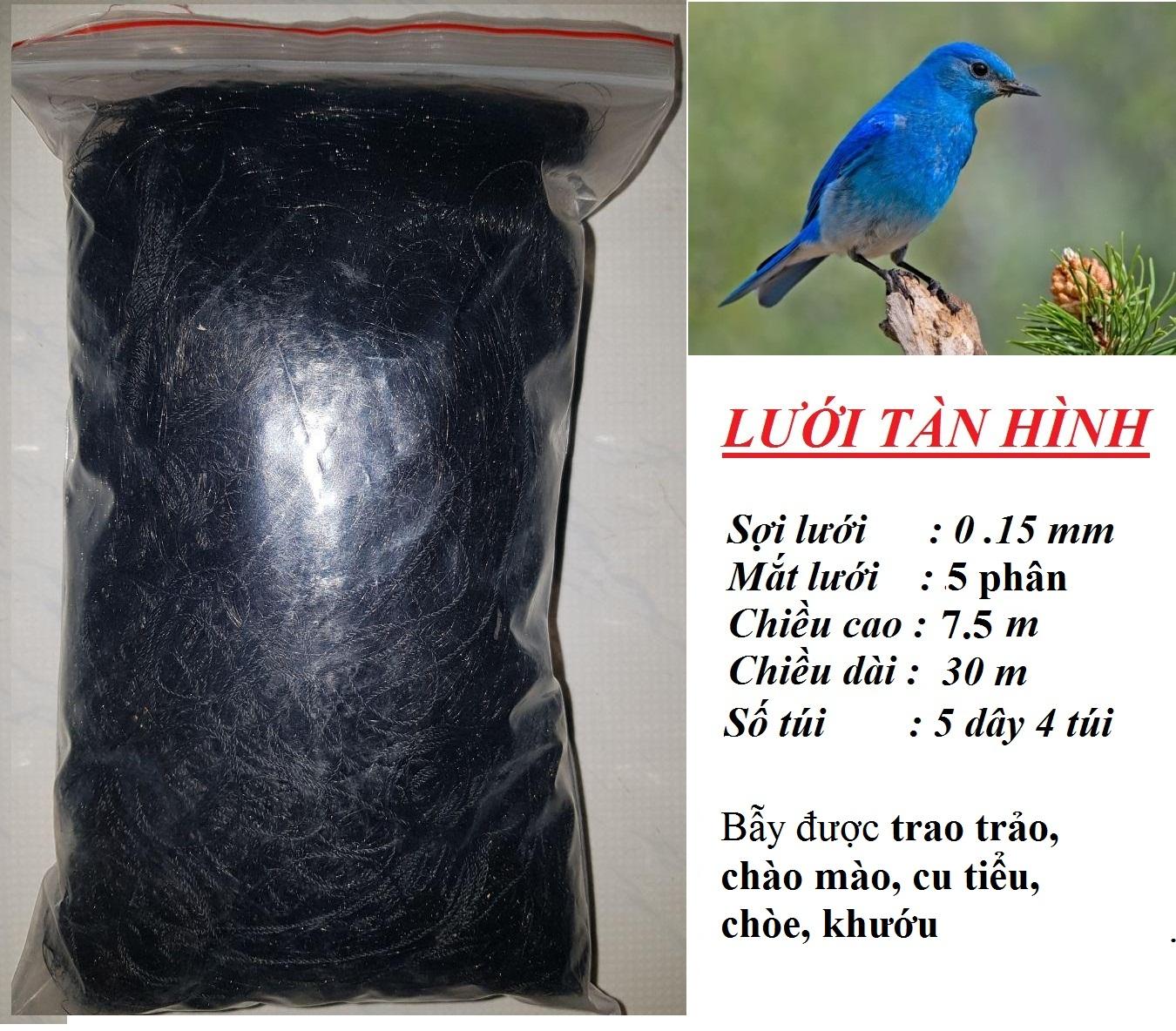 30m Lưới 5 Phân Bẫy Chim trao trảo, chào mào, cu tiểu, chòe, khướu