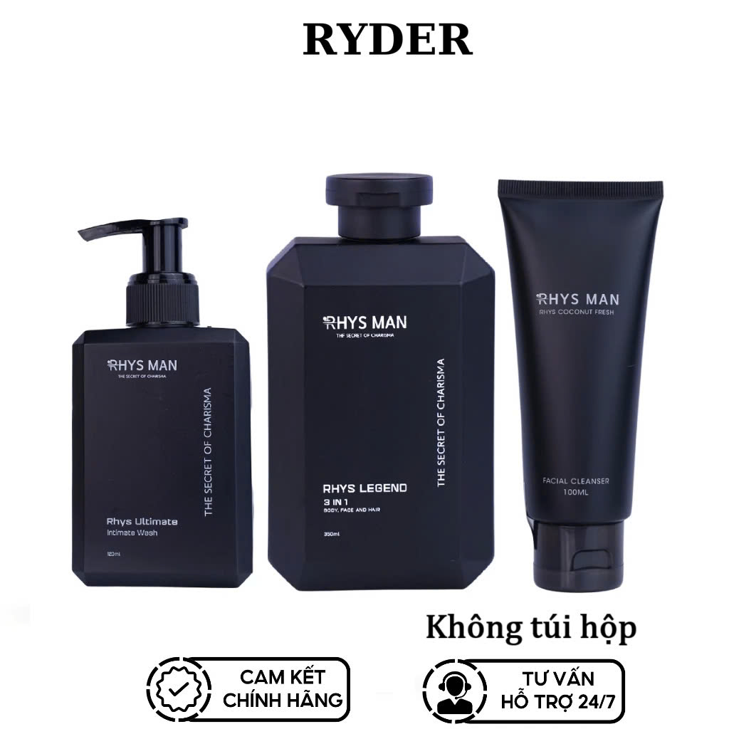 RhysMan - Sữa tắm gội nam & Sữa rửa mặt nam & Dung dịch vệ sinh 100ml