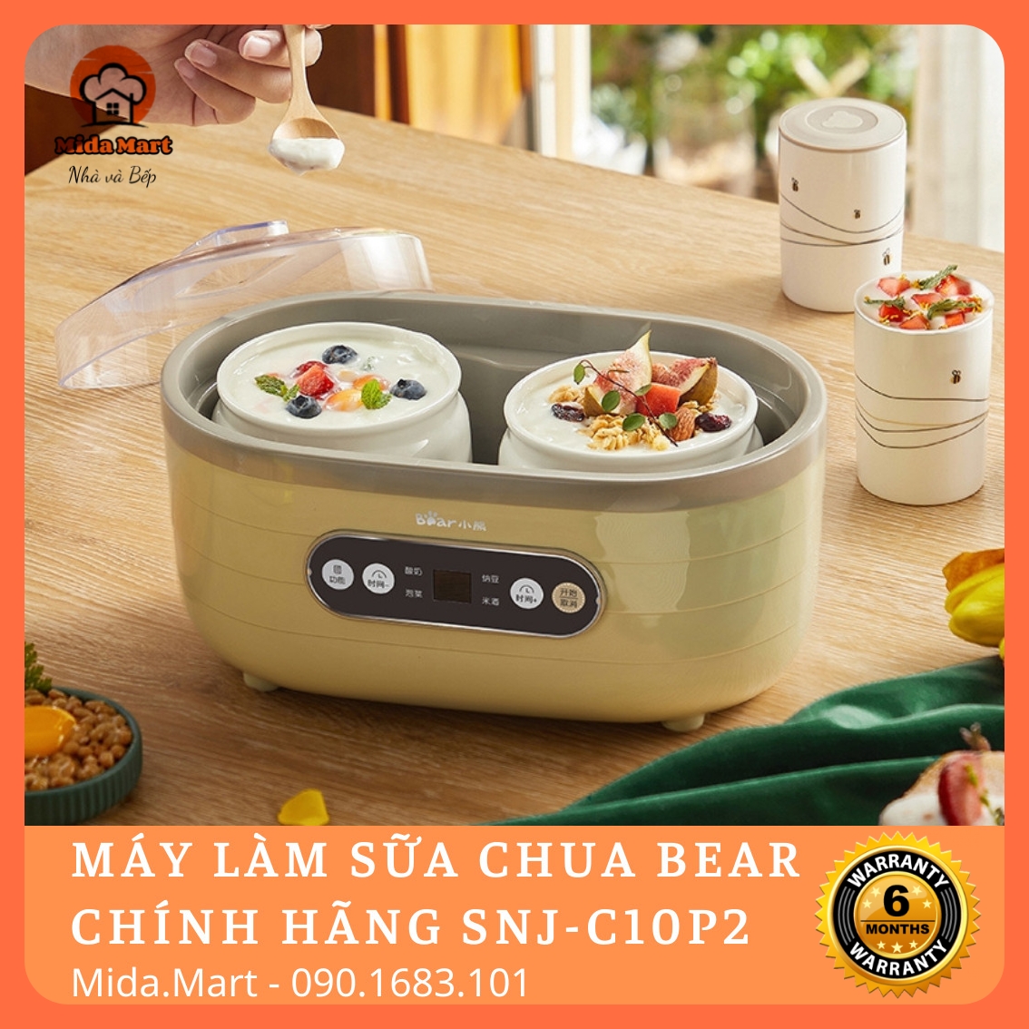 MÁY LÀM SỮA CHUA BEAR CHÍNH HÃNG SNJ-C10P2 BẢO HÀNH 6 THÁNG