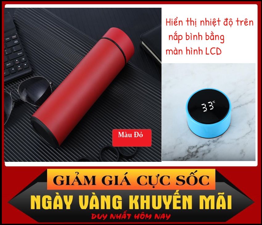 Bình giữ Nhiệt Inox Tráng Bạc giữ Nhiệt 8 h - Hiển Thị Nhiệt Độ ( 500ML )