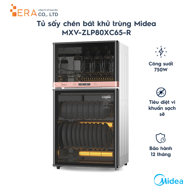 Tủ sấy chén bát khử trùng midea mxv-zlp80xc65-r
