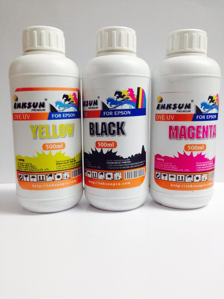 Mực Epson dye uv 500ml inksun bán lẻ màu Vàng