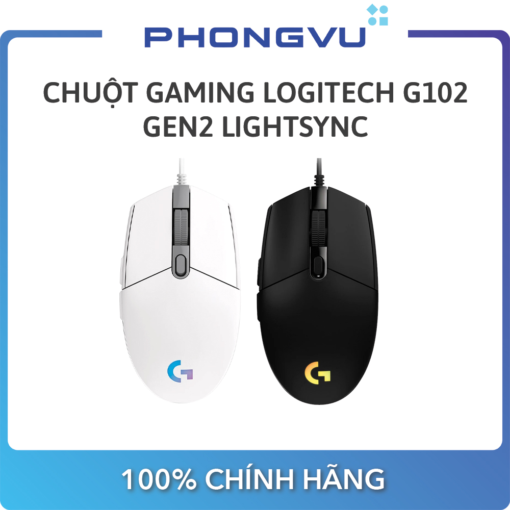 Chuột gaming Logitech G102 Gen2 Lightsync Đen Trắng - Bảo hành 24 tháng