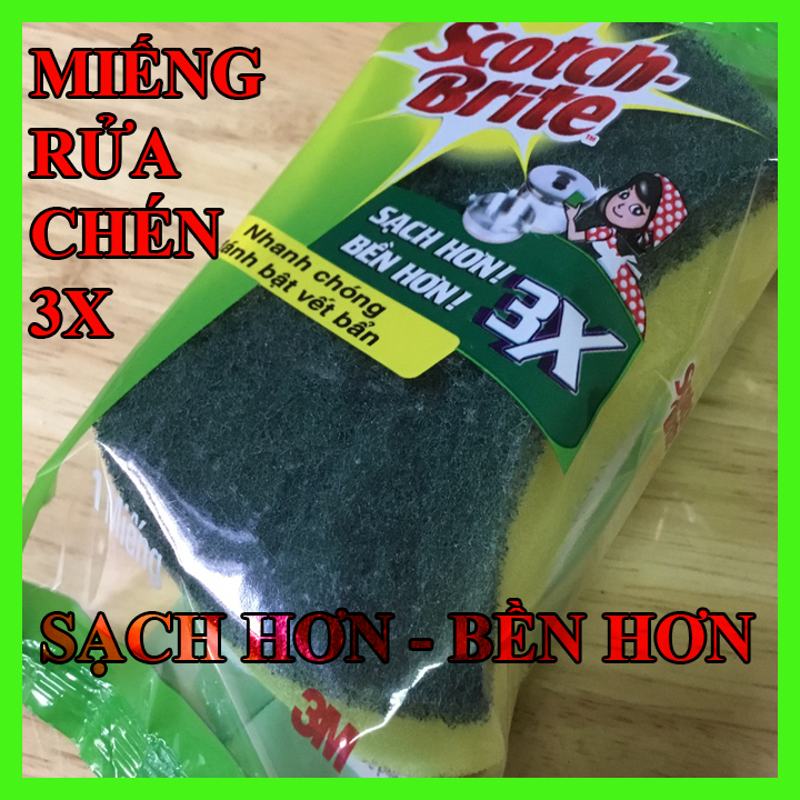 [HCM]Gói 2 Miếng rửa chén Scotch Brite - 3X Đánh bay vết bẩn nhanh gấp 3 lần miếng rửa chén