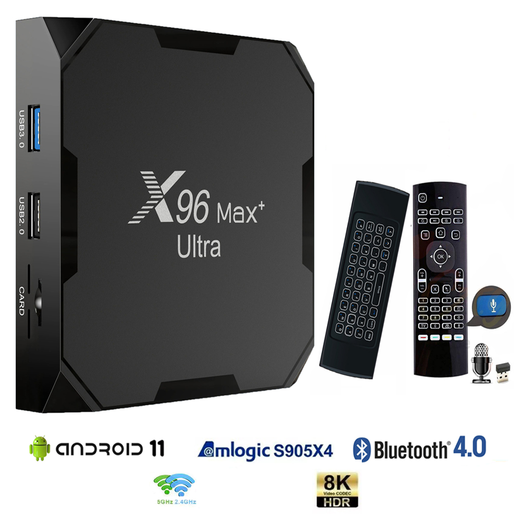 ▤♧ Tivi Box x96 max plus ultral cao cấp có điều khiển giọng nói tiếng việt Ram 4GB Rom 32GB bluetooth điều khiển giọng nói và cử chỉ android 11