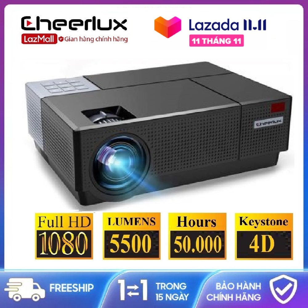 [Trả góp 0%]Máy chiếu Cheerlux CL770 Full HD phân giải thực 1080P chức năng Zoom keystone 4D. Phù hợp xem Phim, xem bóng đá, Tivi cực nét. Bảo hành 12 tháng