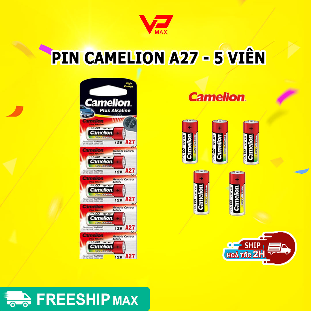 Vỉ 5 viên pin Camelion A27 12V dùng cho thiết bị điện điện tử cửa cuốn điều khiển xe hơi ô tô - VPMax Store