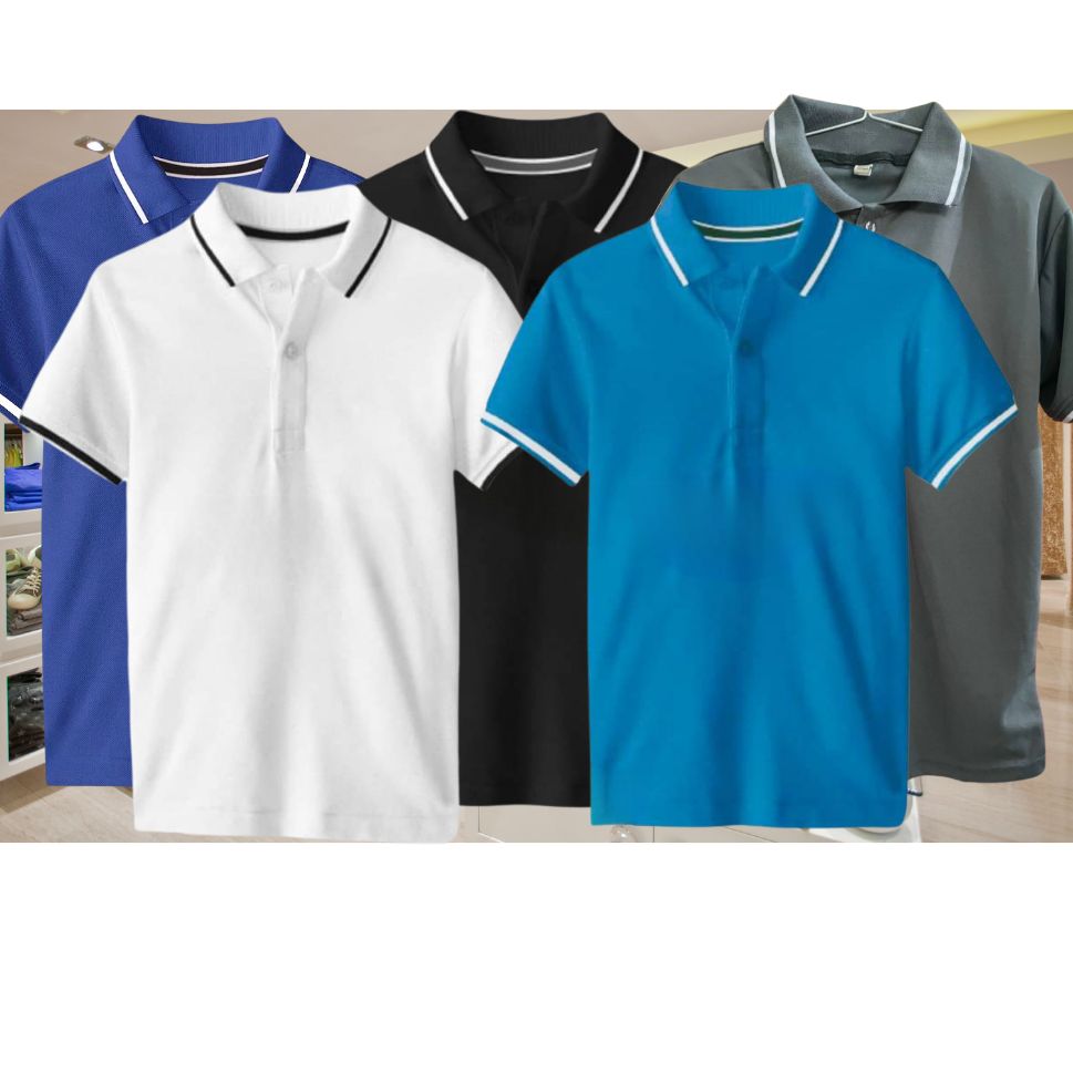 Áo thun áo polo nam vải cá sấu thể thao phối soc viền tay viền cổ