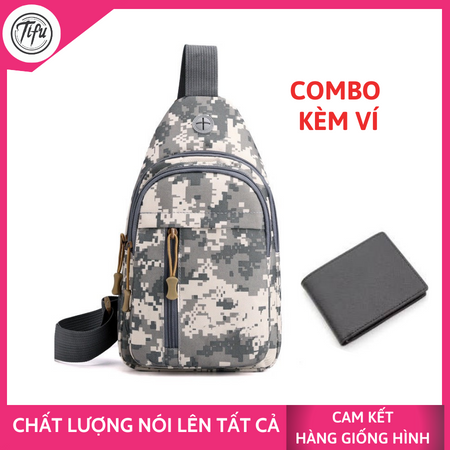 [HCM]Túi đeo chéo nam kèm ví TIFU 076 vải cavas 3 ngăn chống nước cao cấp zise 30x18cm đựng được ipad (ảnh thật)