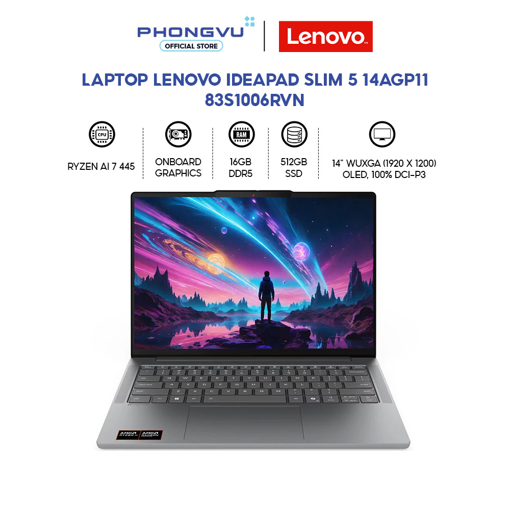 Laptop Lenovo IdeaPad Slim 5 14AGP11 - 83S1006RVN (Ryzen AI 7 445/ AMD Radeon/ 16GB/ 512GB/ Windows 11 Home SL)