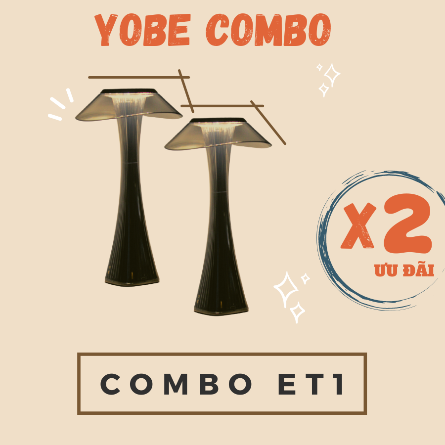 COMBO Đèn ngủ để bàn CAO CẤP, cảm ứng, 3 chế độ sáng, pin sạc tích điện, dùng nhà hàng, khách sạn, decor nhà cửa
