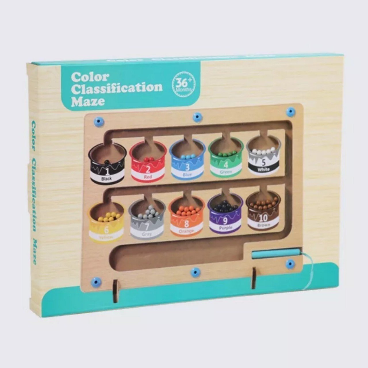 Bảng gỗ montessori phân biệt màu sắc và số đếm cho bé