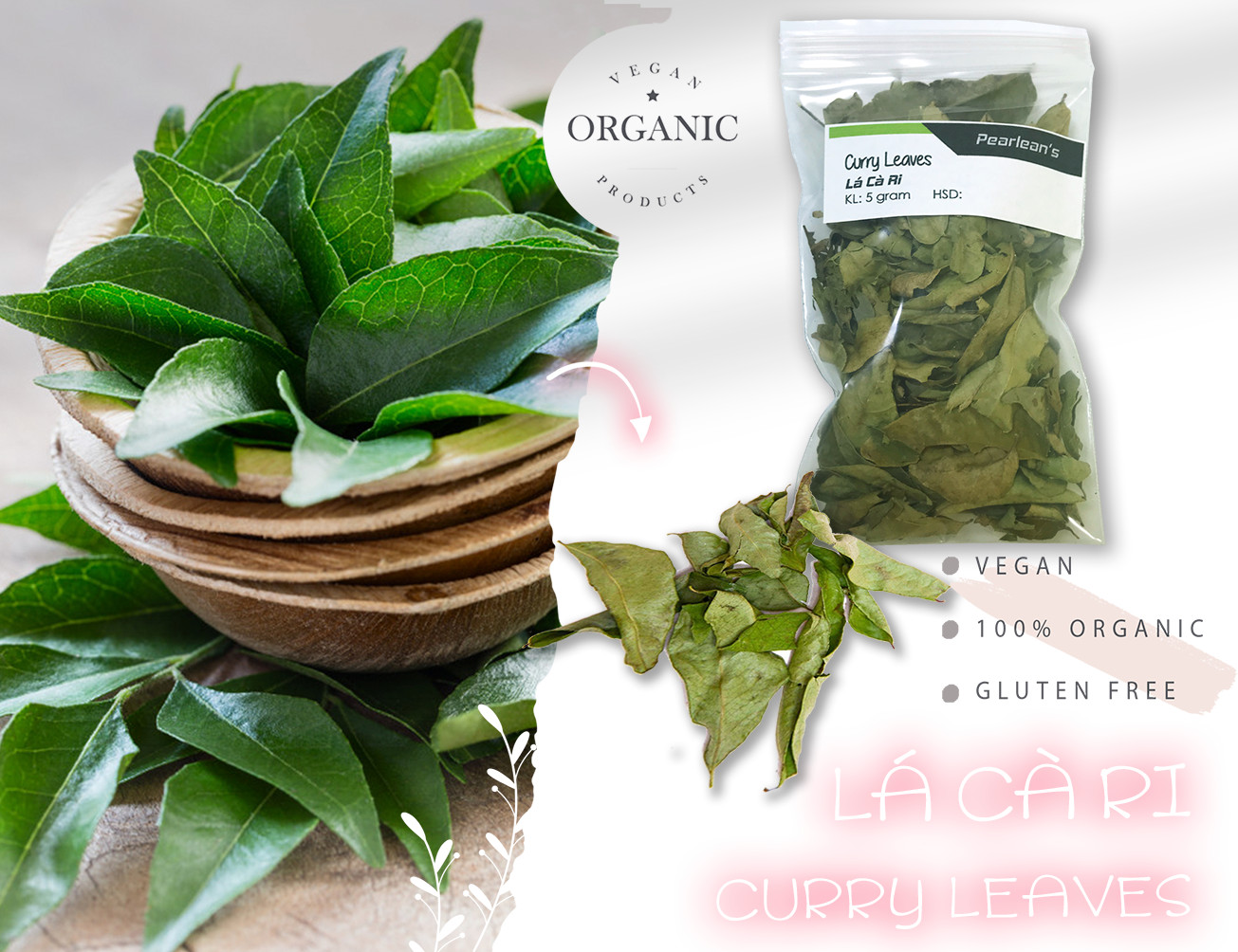 Lá cà ri Curry leaves 5gr