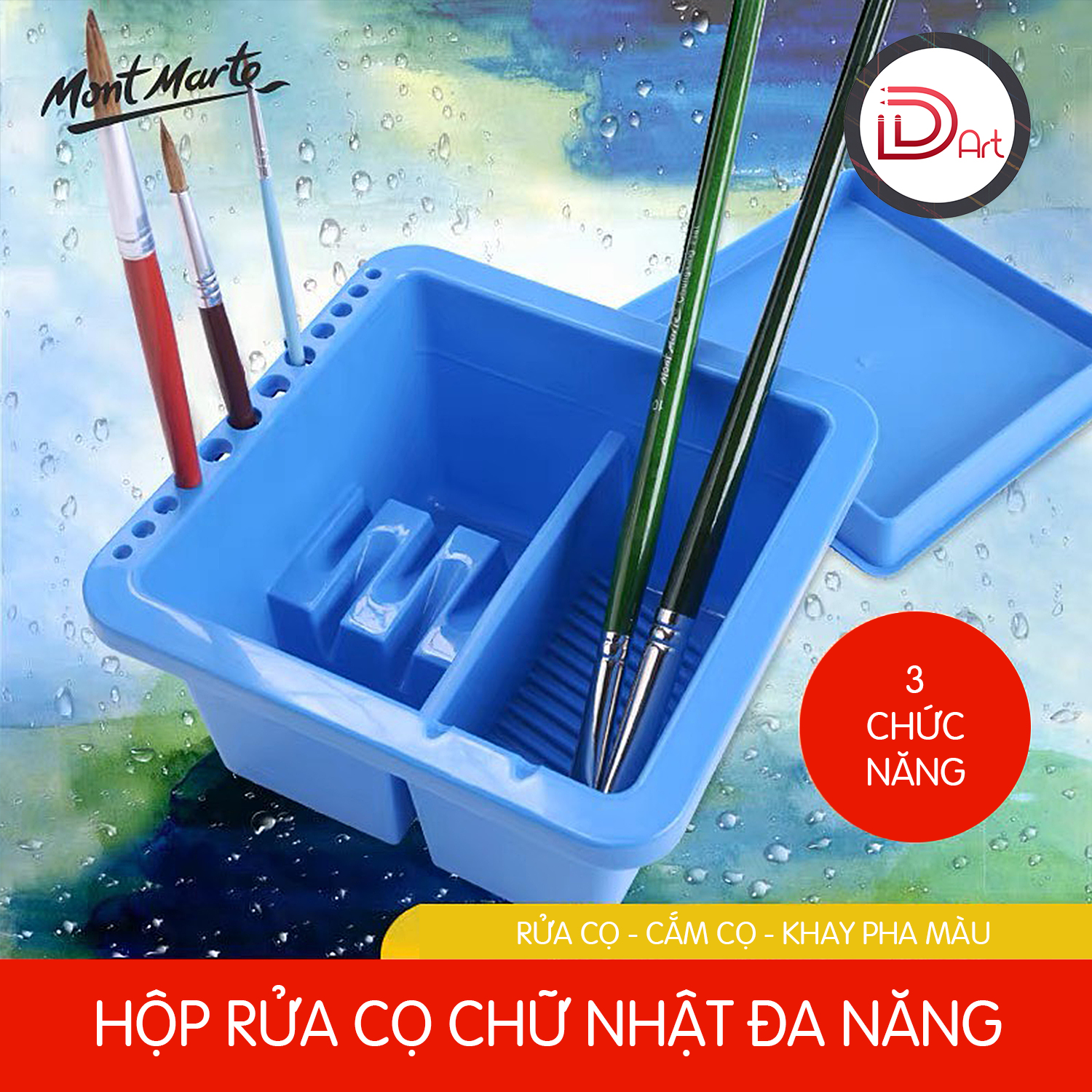 Hộp rửa cọ vẽ đa năng mont marte