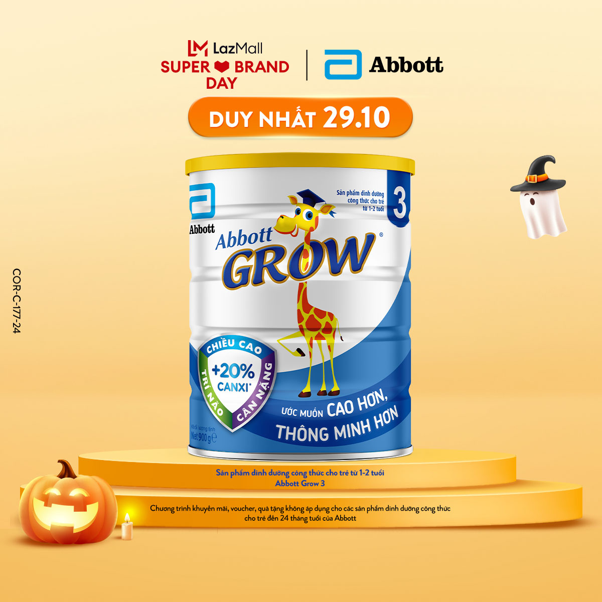 Sản phẩm dinh dưỡng công thức cho trẻ 1-2 tuổi Abbott Grow 1+ 850g/ Sữa bột Abbott Grow 3 900g cho trẻ 12-24 tháng