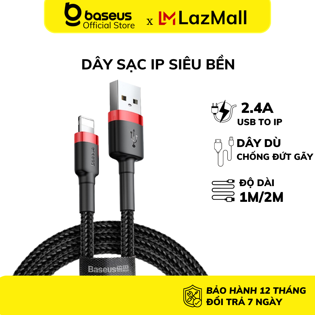 Dây Cáp Sạc Điện Thoại Baseus CALKLF Cafule bọc dù chống gãy gập, bảo hành 12 tháng.