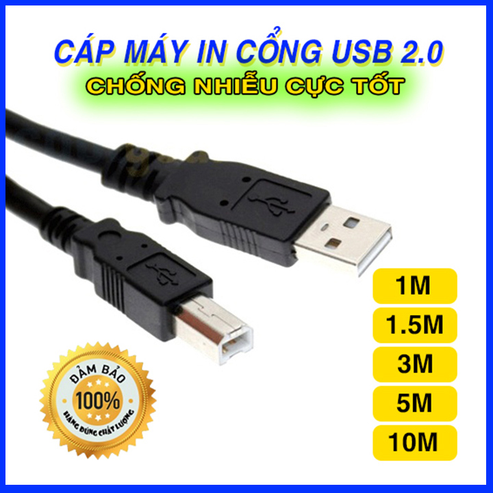 Dây cáp máy in cổng usb 1m, 1.5m, 3m, 5m, 10m chống nhiễu tốt, cable máy in cổng usb giá rẻ