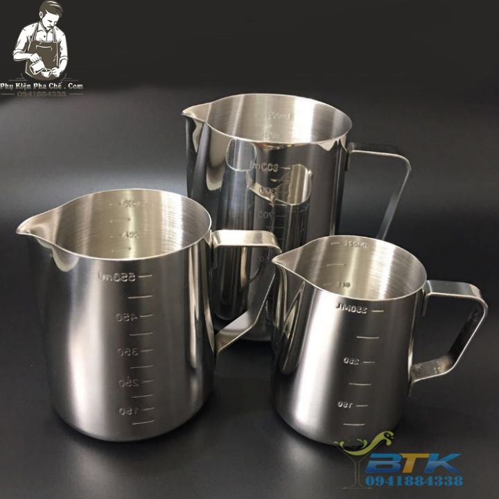 Ca đánh sữa inox304 có vạch chia