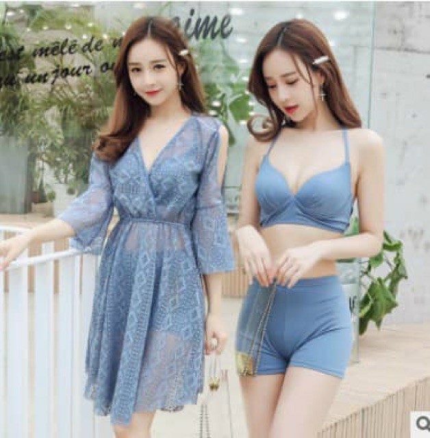 Set đồ đi biển- bikini đi biển- bộ đồ  bơi tắm biển nữ 3 chi tiết tạo kiểu sang chảnh quyến rũ