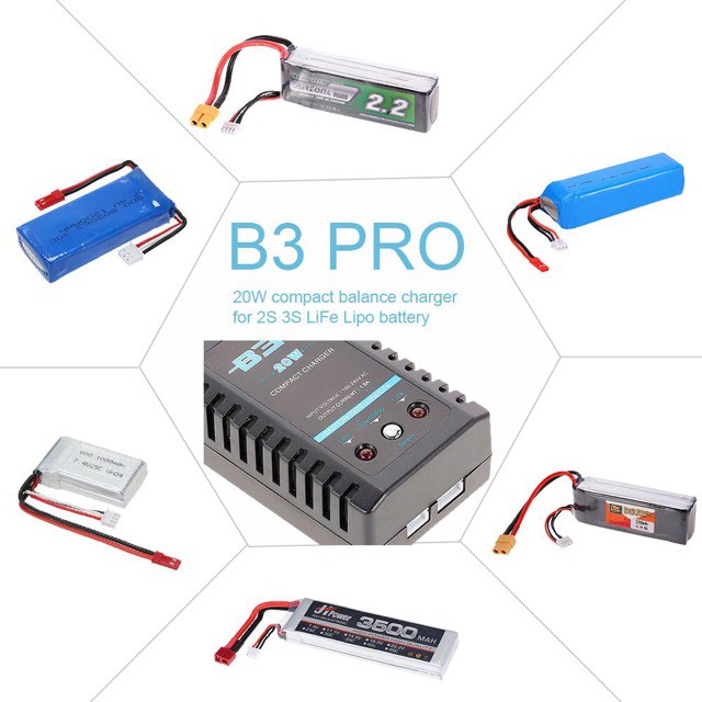 BỘ SẠC PIN B3 IMAX PRO HOT RC chuẩn 20W CÂN BẰNG ĐIỆN ÁP CÁC CELL PIN Dùng pin Lipo 2s, 3s 7.4V 11.1V Sạc chính hãng, dòng sạc 1.6A tốc độ sạc nhanh gấp đôi B3 truyền thống giá siêu rẻ